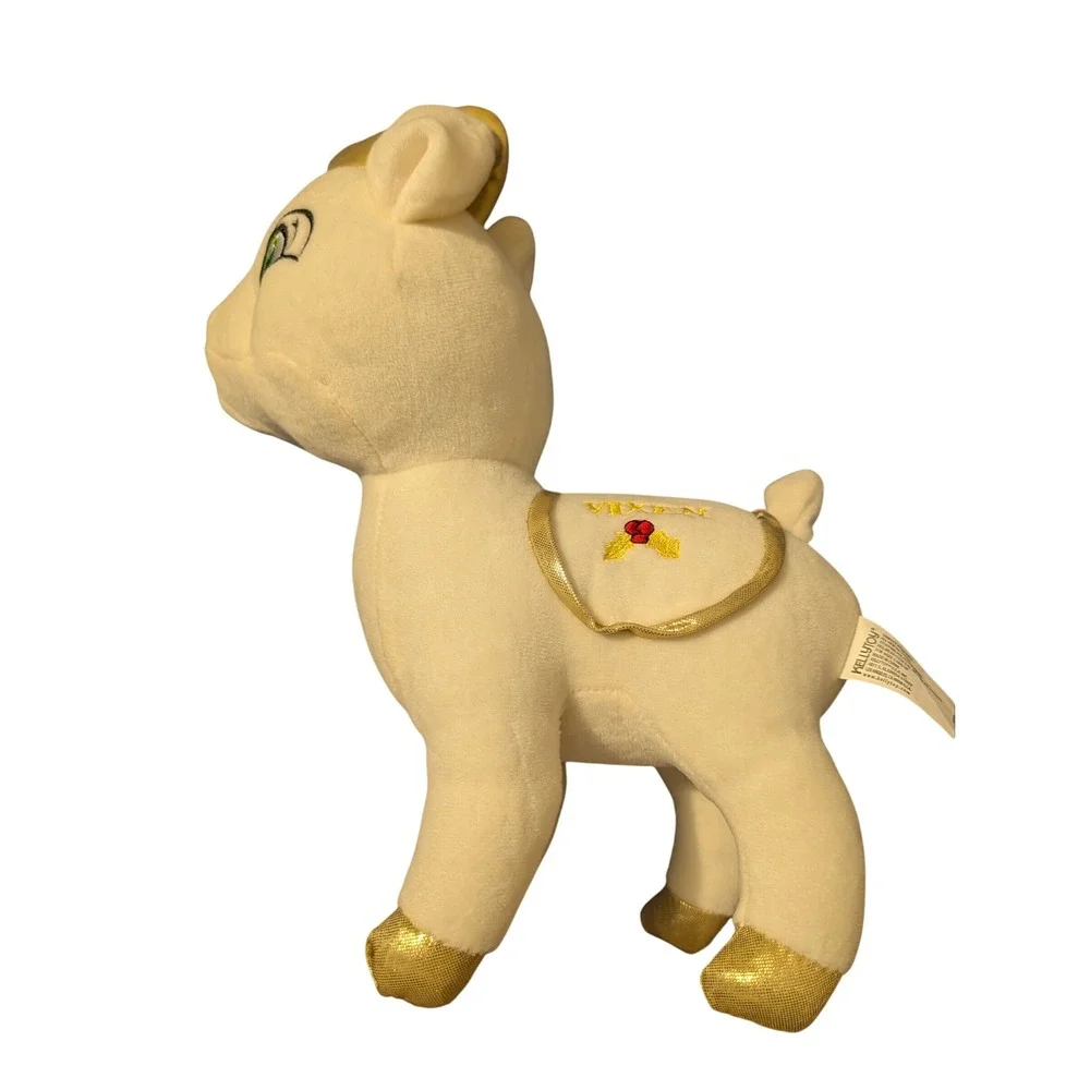 Kellytoy Vixen Reindeer‎ Plush Christmas Stuffed Animal Gold Cream Holiday Decor